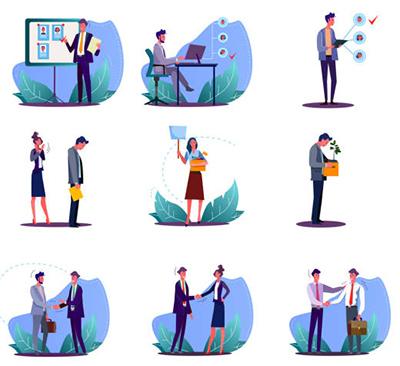 apinillos abogado despidos laborales, imagen con varias situaciones de empleados
